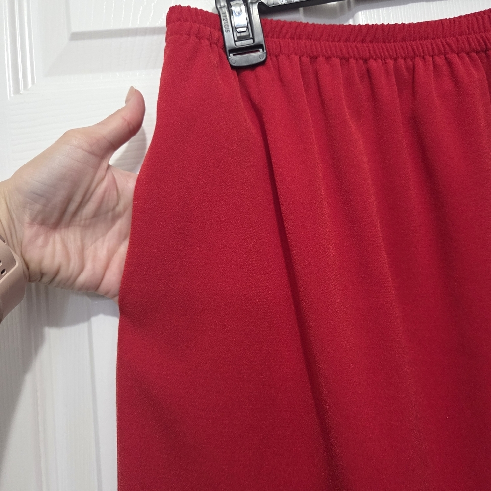 Vintage Bleye Pull-on A-line Elastic Waist Red Midi Skirt Size 12 - Picture 6 of 7